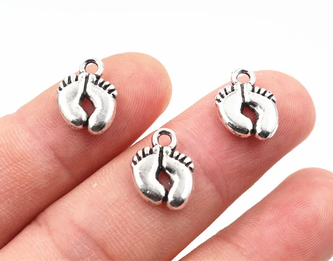 

20pcs Charms feet foot 13x10mm Tibetan Silver Plated Pendants Antique Jewelry Making DIY Handmade Craft