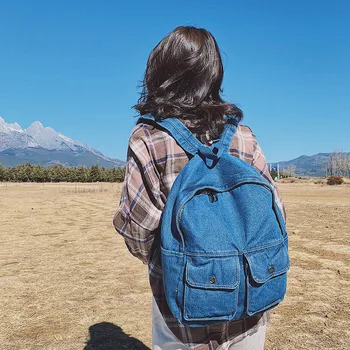 

Woman Backpack All-match Tide Cowboy Both Shoulders Bags for women 2020 new Package Student Travel Backpack school bag big bags