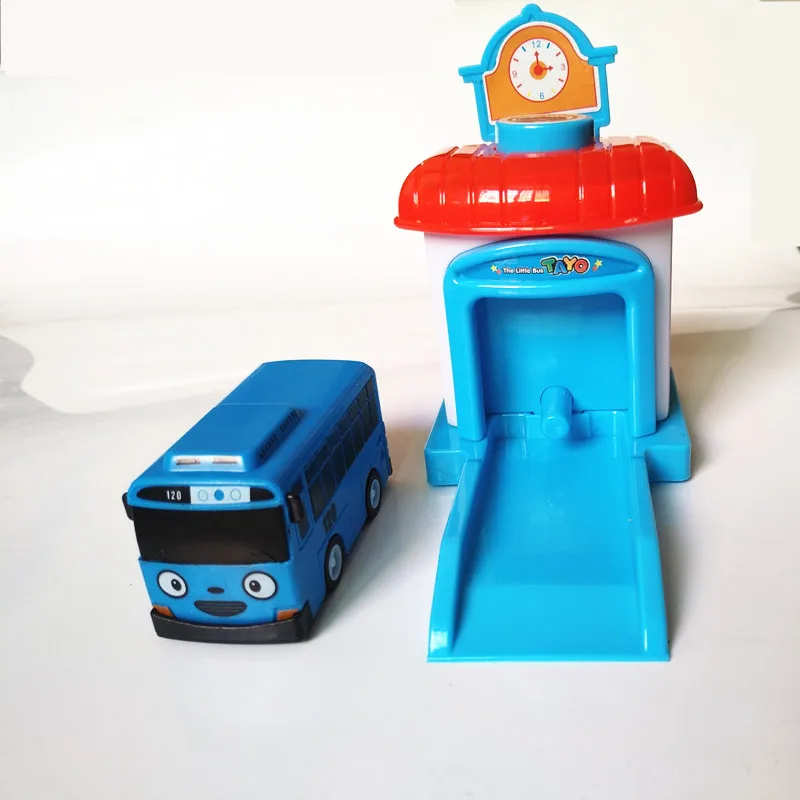 

Korean Cartoon Tayo the Little Bus One Piece Oyuncak Araba Garage Model Mini Plastic blue Tayo Bus for Kids Brinquedo Car Toys