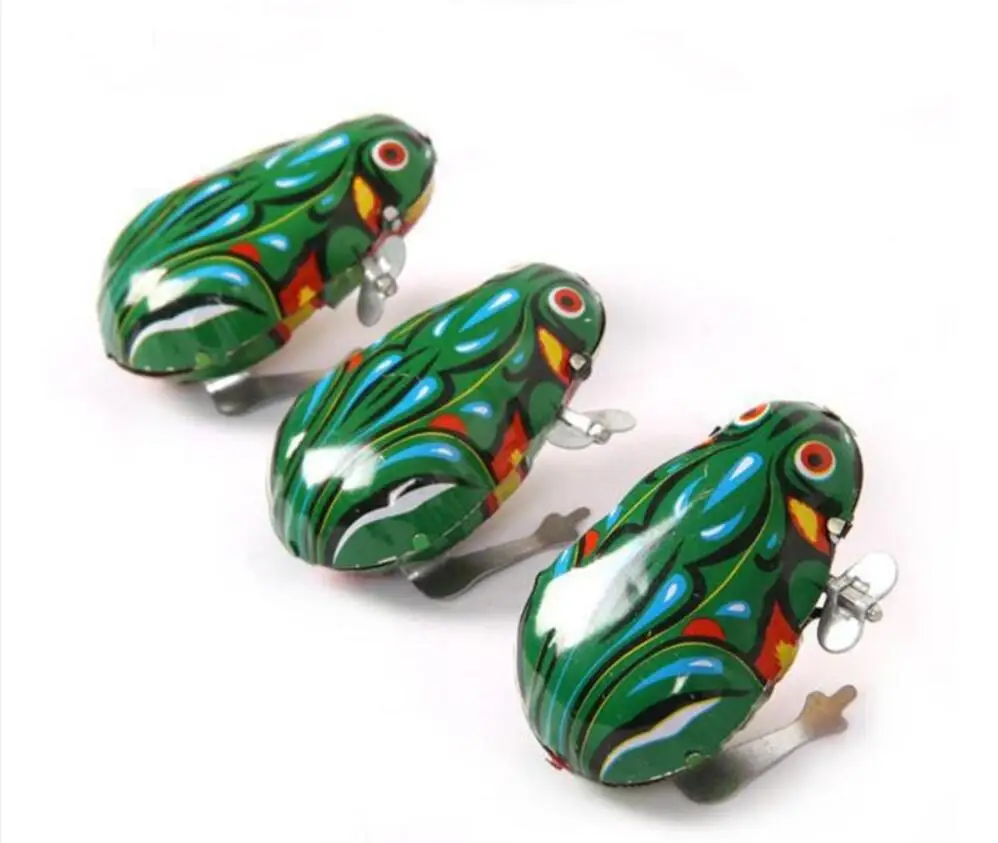 Kids Classic Tin Wind Up Clockwork Toys Jumping Frog Vintage Toy For Children Boys Educational Free Shipping