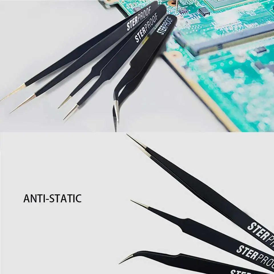 3 Unid Pinzas para electrónica Anti-estático Pinzas de acero inoxidable Pincet Pinzas electrónica Pince un Epiler Pinzette Penseta 3 Unid Pinzas para electrónica Anti-estático Pinzas de acero inoxidable Pincet Pinzas electrónica Pince un Epiler Pinzette Penseta