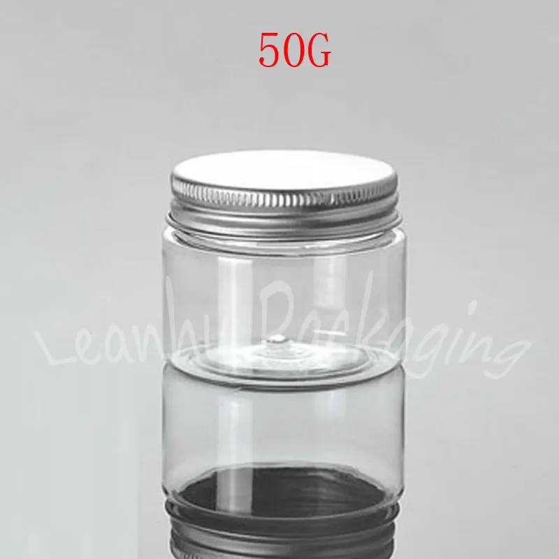 

50G Transparent Plastic Cream Jar With Aluminum Cap , 50CC Mask /Cream Sub-bottling , Empty Cosmetic Container ( 20 PC/Lot )