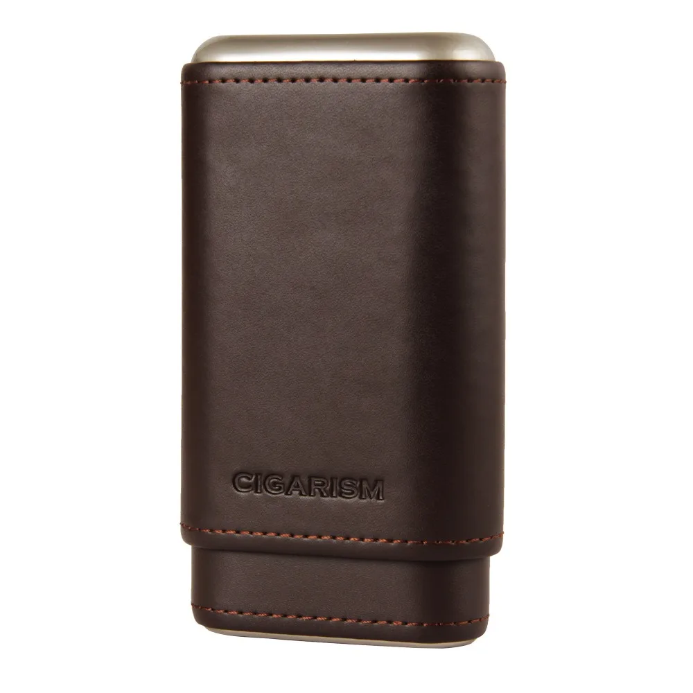 CIGARISM Coffee Real Leather Cedar Lined Cigar Travel Holder Case 3 Count | Дом и сад