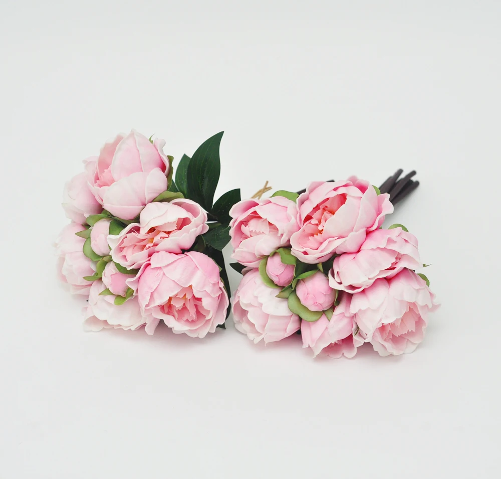Свадебный цветок, искусственные розы, букет, настоящий на ощупь, пион, 8 цветов, искусственные цветы для украшения свадьбы, домашний декор