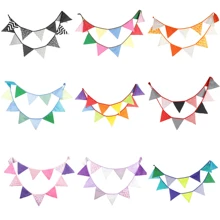 Bandeiras artesanais de algodão, 3.2m, 12 bandeiras, decoração, feitas à mão, de pano, para crianças, chá de bebê, aniversário
