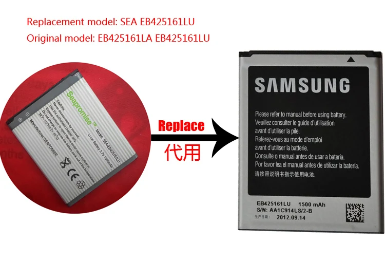 Бесплатная доставка 100 шт. батарея EB425161LU для Galaxy Ace II GT-I8160 T599 I739 GT-S7572 GT-I8190n GT-S7560