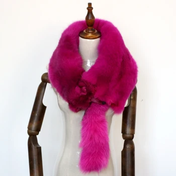 

Red Real Fur Scarf Full Skin Red Fox Scarfs Shawl Women Soft Super Big Gray Silver Fox Men Scarves Anime Couple's Gift A130811