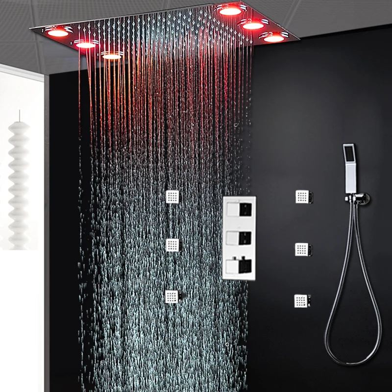 Luxe Douche Set Elektrische Led Grote Regendouche Plafond Douche Kraan Panel Thermostatische Mixer/ Douche Body Jets|shower body jets|body mixer - AliExpress