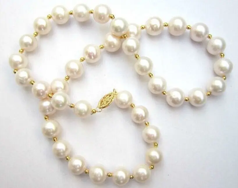 

Hot selling free shipping***** real beautiful 10-11mm south sea white natural Pearl Necklace 17" Gold Clasp