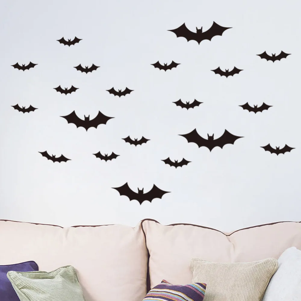 3d DIY Halloween Party Black 3D Decorative Bats Wall Sticker Halloween eve decor Home Decoration