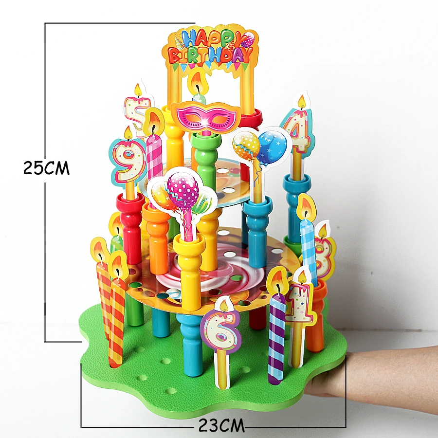 3D Торт Peg доска, стебель формы обучающий пазл игры с 25 колышками 26 фотографий Монтессори манипуляторы укладки развивающие игрушки