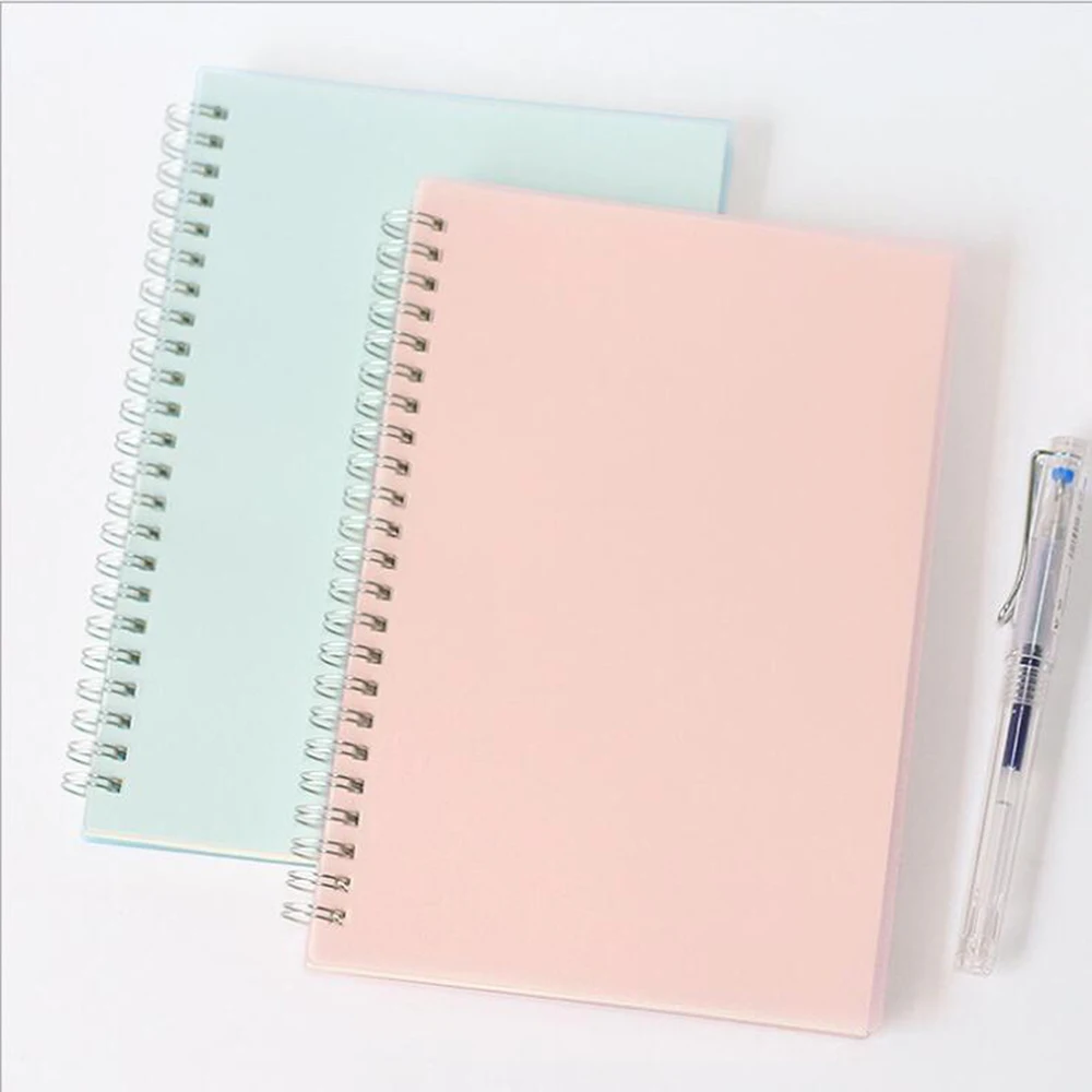 

A5B5 Cute PP Frosted Coil Notebook Office School Stationery Line Grid Functional Planner Creative Blank Spiral Organizer