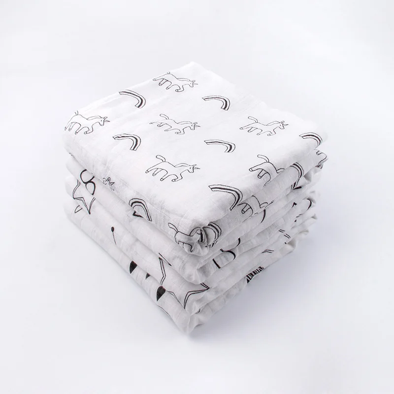 Newborn Blanket  Bath Towel Baby swaddle blanket Summer Gauze cartoon Printing Breathable Crib toddler quilt BMT009