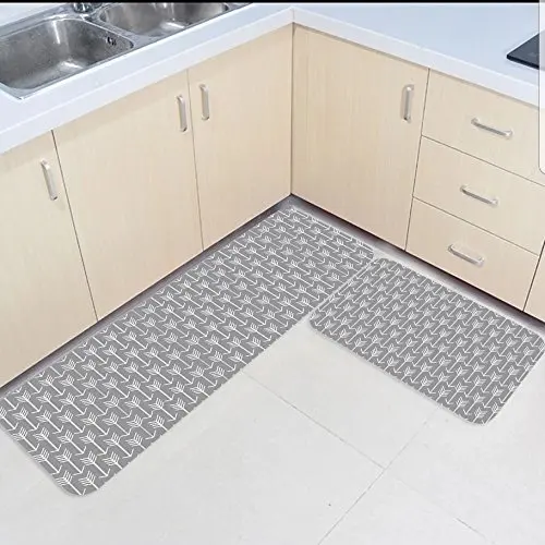 

2 Piece Kitchen Mats and Rugs Set Arrow Gray Modern Home Deocr Non Skid Area Runner Doormats Carpet