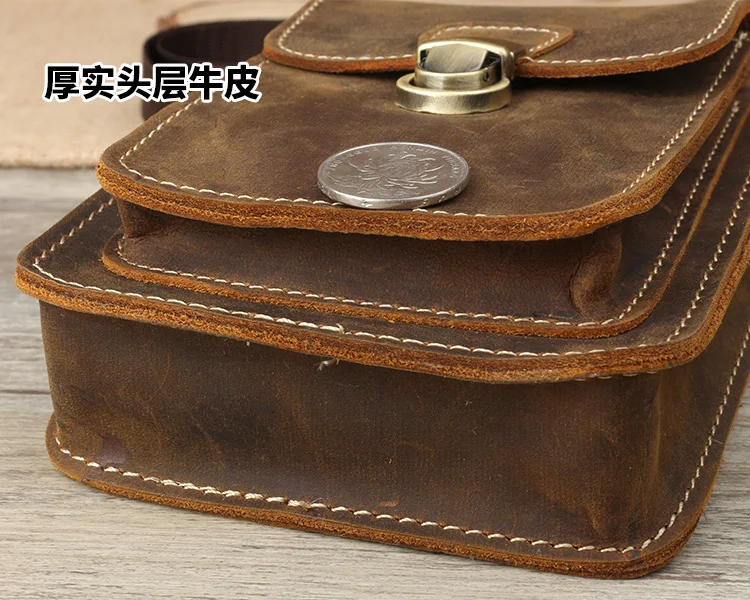 Винтажная поясная сумка из натуральной кожи, Мужская многофункциональная сумка через плечо, поясная сумка на ремне, сумки на ремне для путешествий, мобильного телефона 1123