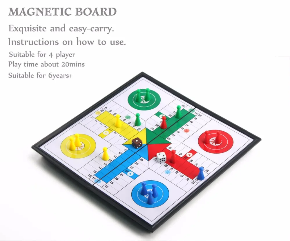 

U3 Folding Magnetic Ludo Set Children Chess Game Fold Packable Ludo Trip Entertainment Games for Kids