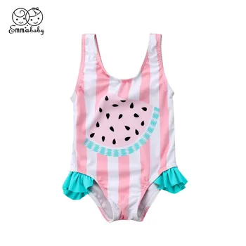 

Summer Children Striped Bikini 2018 Fashion Toddler Baby Girls Beach Watermelon Printed Swimsuit New One-piece Swimwear Biquini