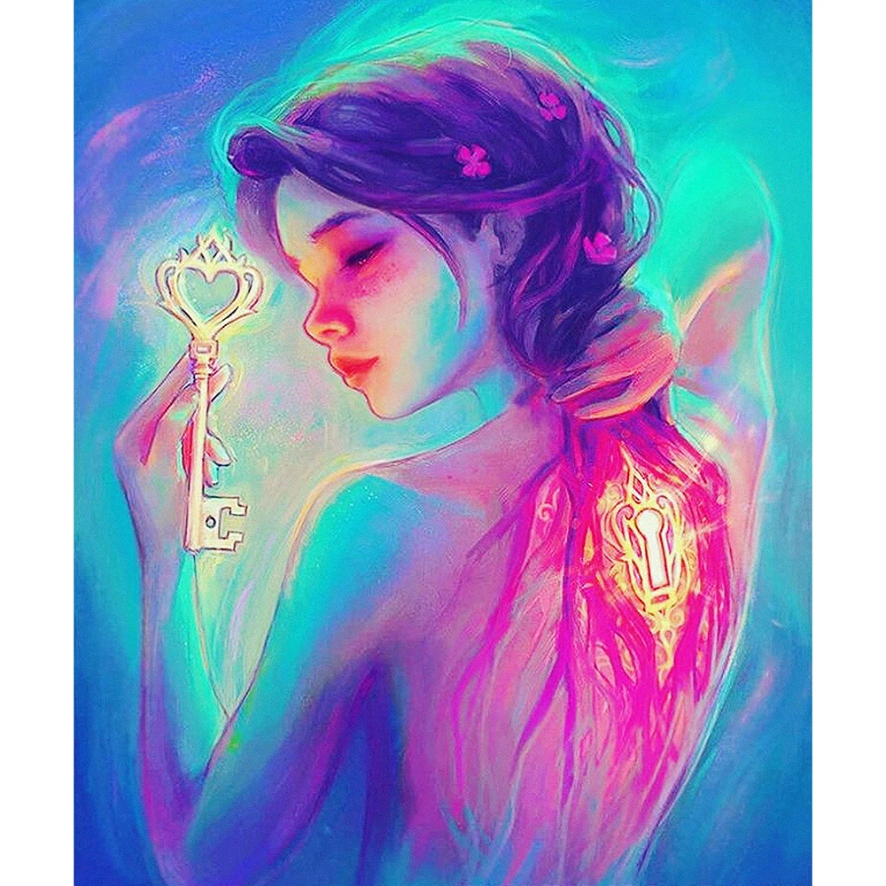 Diamond Painting Full drill square/round girl with a heart lock Mosaic DIY Cross Stitch Embroidery Home Decor | Дом и сад