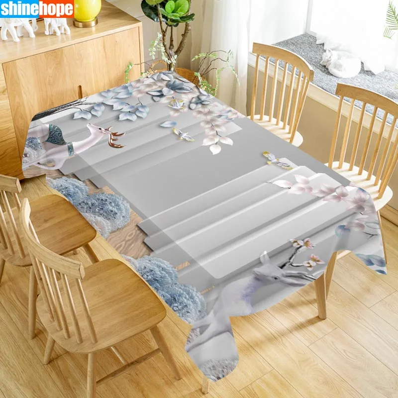 Заказная 3D скатерть в европейском стиле с резным цветочным узором, водонепроницаемая ткань, плотная прямоугольная Свадебная скатерть, домашний текстиль - Цвет: tablecloths 17