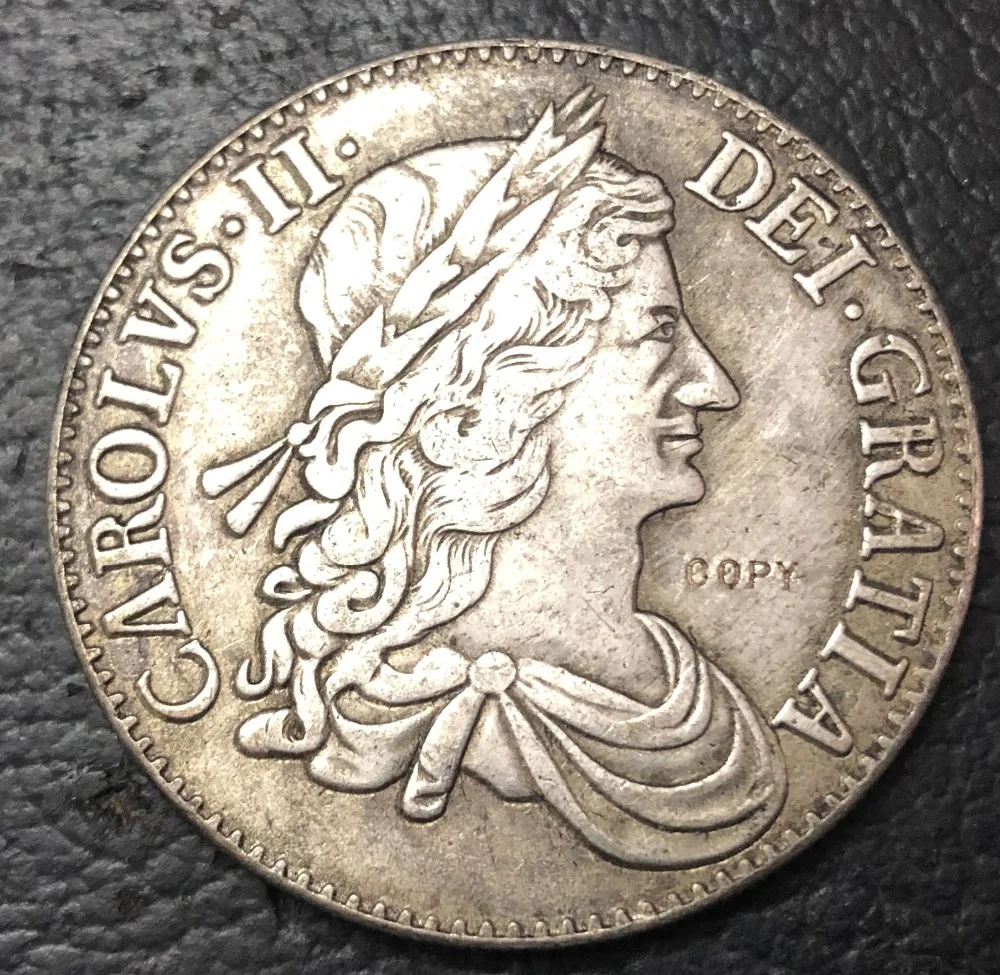 

1667 England 1 Crown-Charles II 2nd portrait Silver Plated Copy Coin