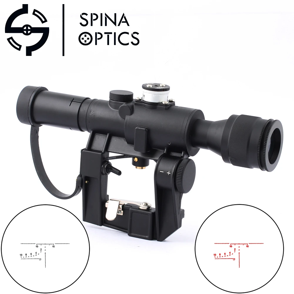 

SPINA OPTICS Tactical Red Illuminated 4x24 PSO-1 Type Riflescope for Dragonov SVD Sniper Rifle Series AK Rifle Scope for Hunting