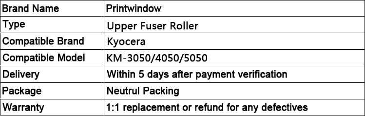 Printwindow высокое качество Копиры новые тепловые верх Валики для термического закрепления для Kyocera km-3050/4050/5050