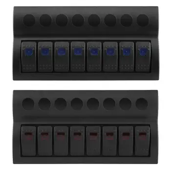 

8 Gang 12v 24v Blue Led Car Marine Boat Rocker Switch Panel Circuit Breakers Overload Protected Car Switch Panel
