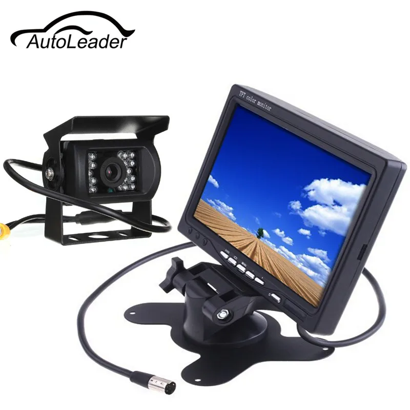 

DC 12V Car Reversing Kit IR Night Vision CCD Backup Camera + 7 Inch TFT LCD Monitor For Van Bus Houseboat Truck