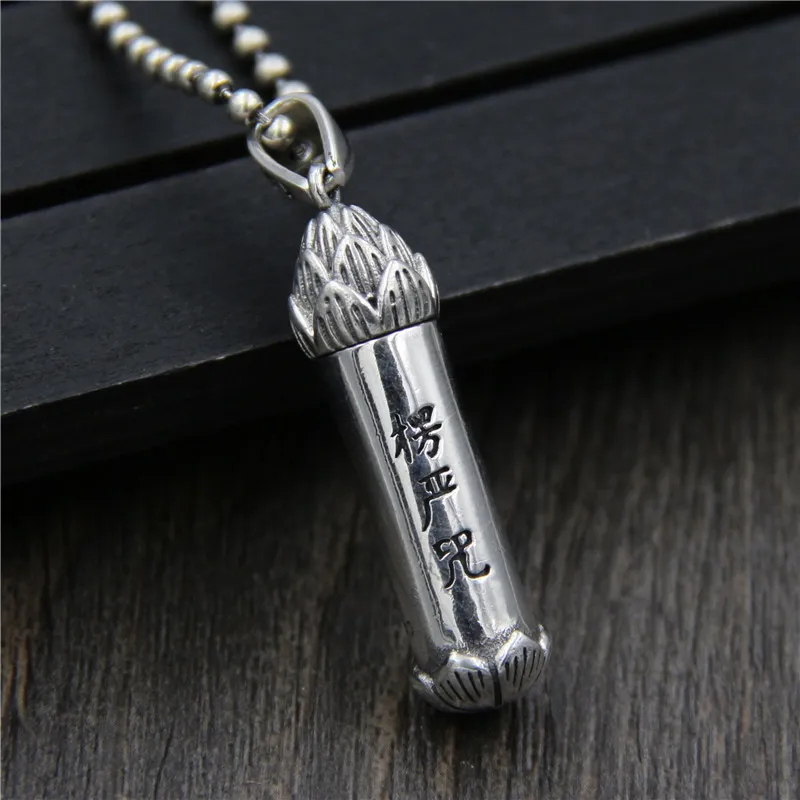 S925 Thai silver vintage stern curse sterling pendant can open perfume scented bottle box for men women necklaces | Украшения и