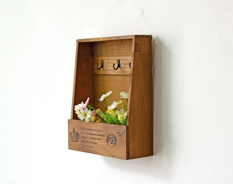 Винтажная деревянная коробка для ключей, настенная подвесная полка для хранения вещей, демонстрационная коробка, многофункциональная Ретро полка для мелочей, стойка для шкафа, коробка для хранения, подарок