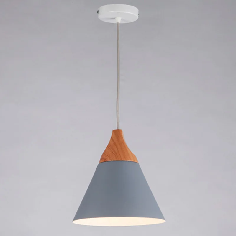 

The Nordic minimalist wooden chandelier chandelier lamp bar Cafe creative personality single head aluminum wood Chandelier