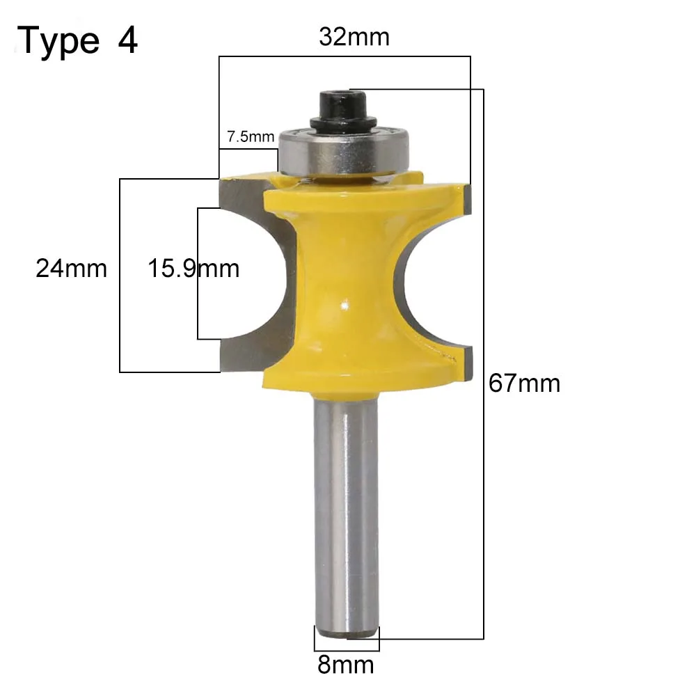 8mm Round Shank Half Round Bit 45° Lock Miter T-slot Tongue Groove Glass Rail Stile Router Bits Woodworking Tool Milling Cutter