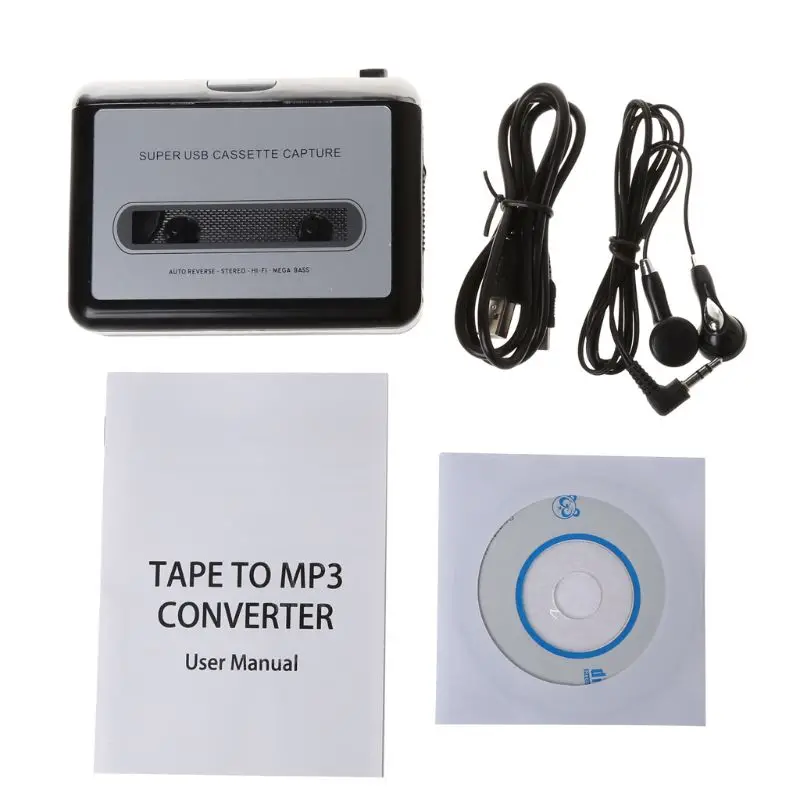 Ootdty Новый Портативный USB аудио Регистраторы s кассеты конвертер для MP3 плеер Компьютер Пластик и металла серебряный аудио Регистраторы - изображение