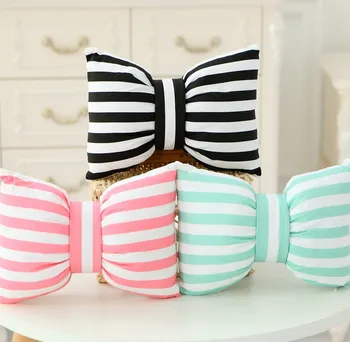 

New Bowknot Cushion Super Cute Soft Toy Cartoon Big Stripe Sofa Cushion Fashion Lovely Car Home Seat Decoration striped cushion