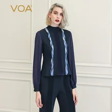 VOA футболка Женские топы футболки Femme Mesh Harajuku Vogue одежда magliette donna Роскошные шелковые женские базовый с длинным рукавом B878