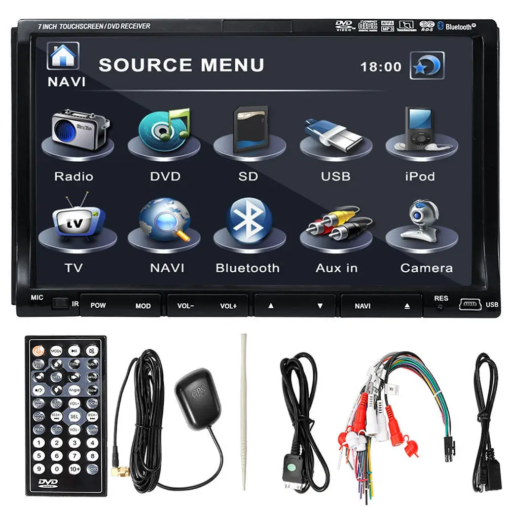 

2017 hot sale 2 DIN GPS Navigation Car DVD player 7" Touch Screen Universal Car Radio Stereo Bluetooth iPod USB SD Analog TV
