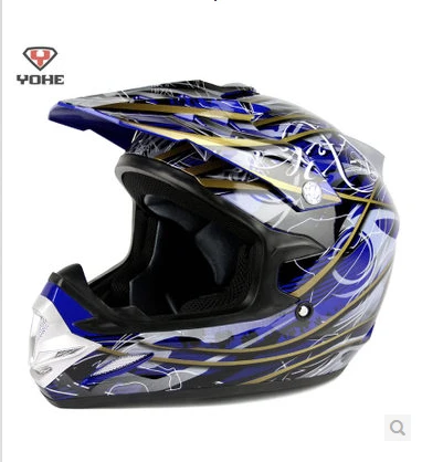 Мотоциклетный шлем для мотокросса YOHE 623 шлем междиффузный Синий Золотой бездорожье Полнолицевой шлем - Цвет: black gold wild