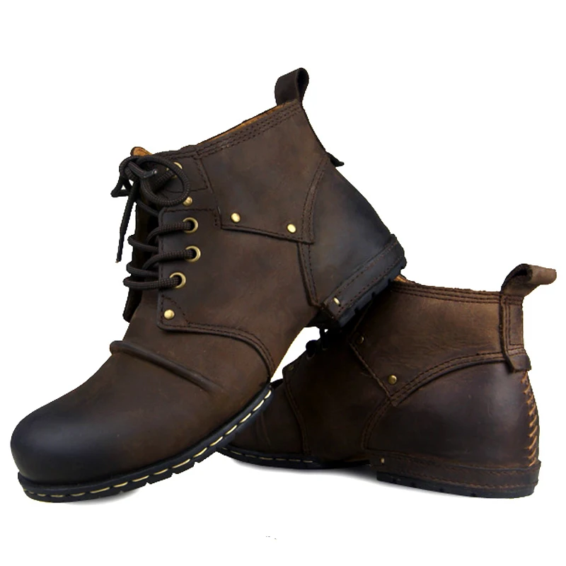 Homme Bottes Martin Lacer High-Top Bottes de Marche Vintage Bottes de Moto Bottines Bout Rond Fond /Épais Bottes Randonn/ée Chaud Bottes de Neige avec Fermeture /Éclair