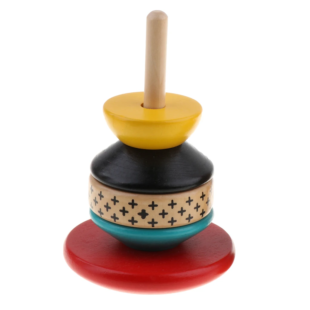 Wooden Ring Rainbow Stacker Classic Developmental Sorting and Stacking Toy For 1 Year and Up