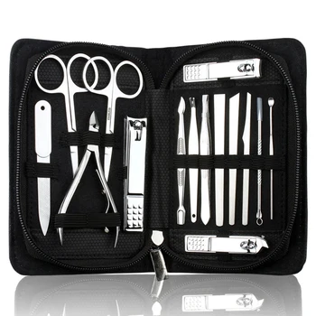 

15pcs Manicure Set Professional Nail Clippers Kit with bag Utility Pedicure Scissors Tweezer Knife Ear Pick Nails Art Art Tool