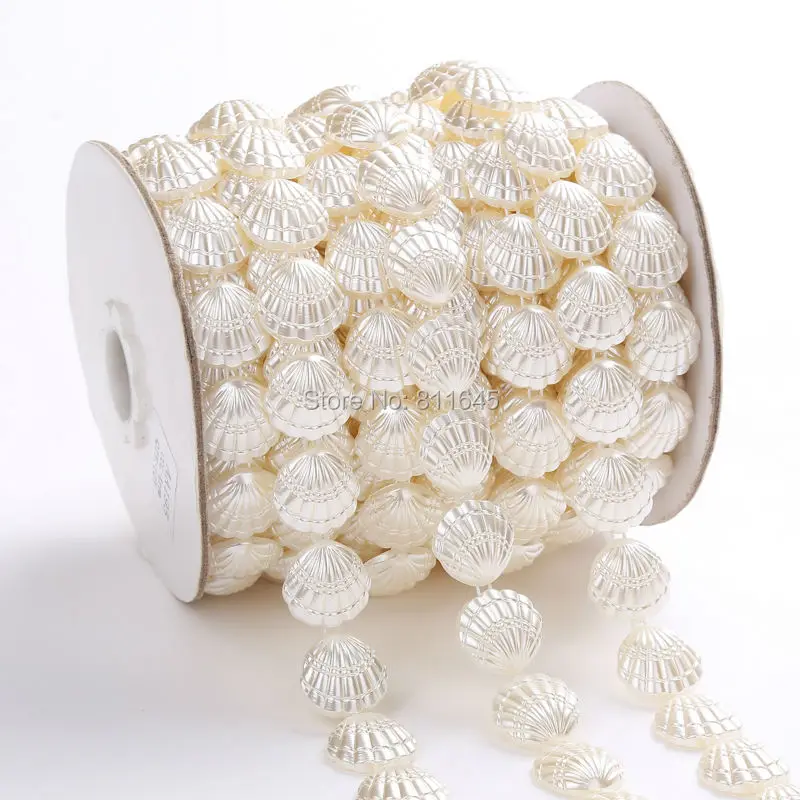 

17mm Diy Wedding decoration Garland Artificial Shell shape Pearls Chain Centerpiece Tree Decor,10yards/lot,beads chain