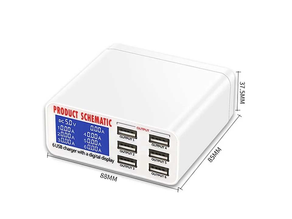 QC3.0 Смарт USB зарядное устройство 6 зарядное устройство для быстрой зарядки светодиодный дисплей Мобильный телефон быстрое зарядное устройство для iPhone iPad samsung huawei Xiaomi OPPO