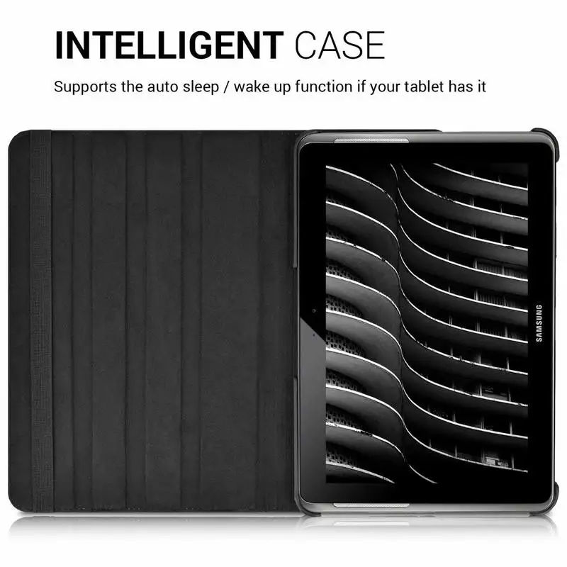 360 Degree Rotating PU Leather Case for Samsung Galaxy Tab 2 10.1" Magnet Auto Wake/sleep Cover GT P5100 P5110 P7500 P7510