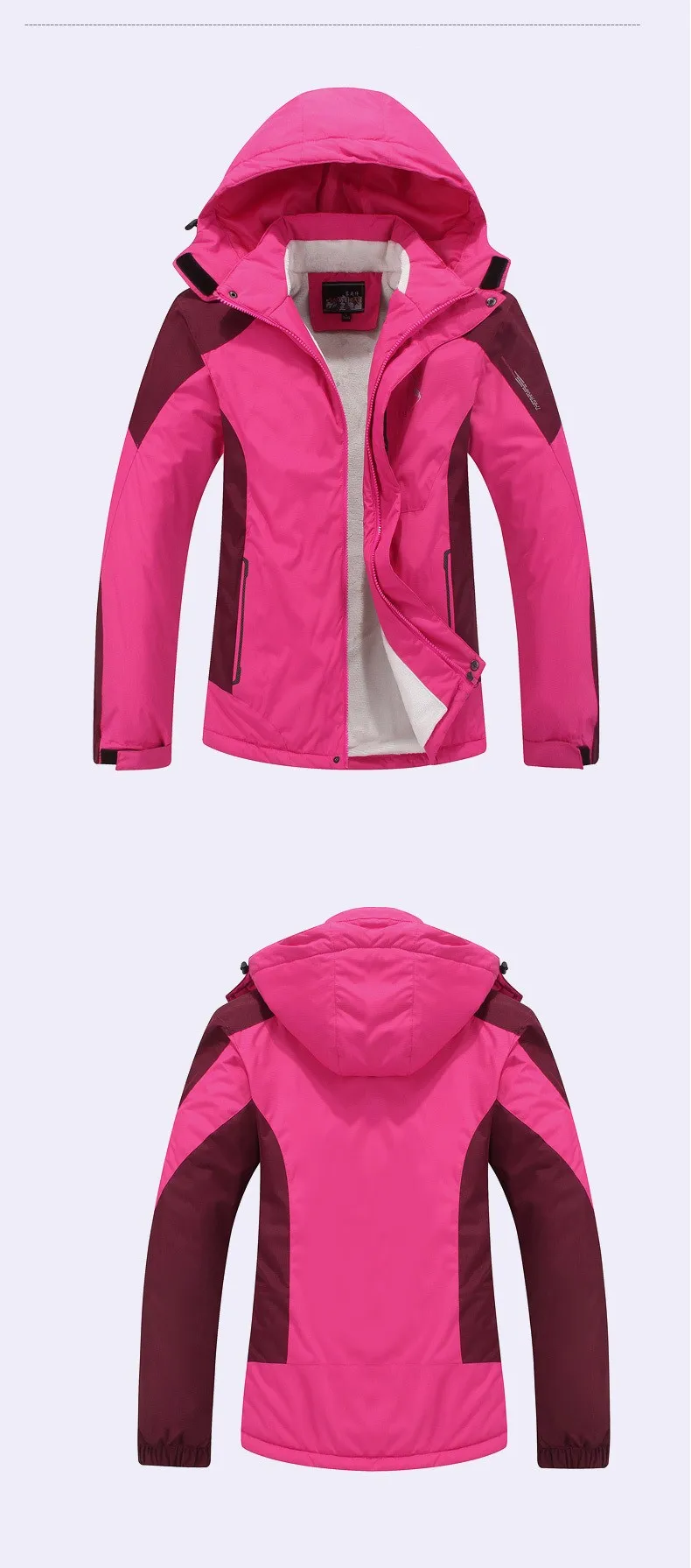 Plus Size Women ski jacket women Mountain Thicken Plus fleece skiwear