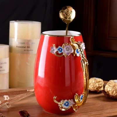 Европейская креативная Новинка эмалированная кофейная чашка кружка цветочный чай керамические чашки для горячих и холодных напитков молочный сплав рукоятки чашки и кружки - Цвет: M6