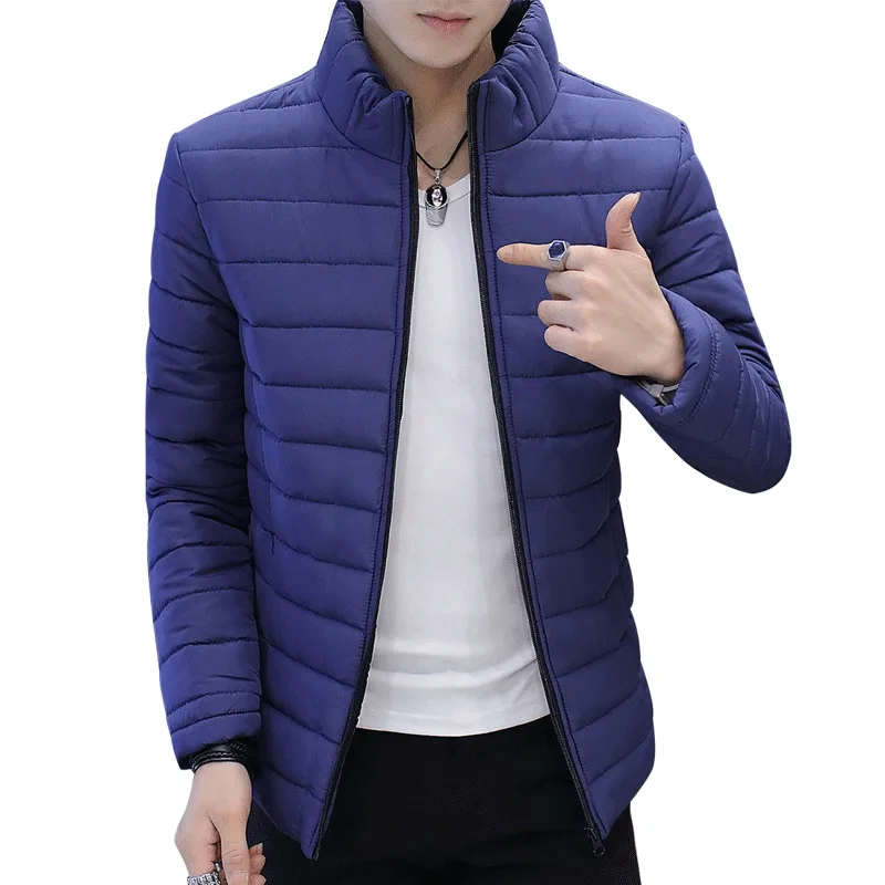 

High Quality Mens Cotton Jacket Brand Clothing Male Fashion Outwear Jacket Solid Slim Male Parkas Stand Collar Warm Mens Jacket