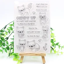 KSCRAFT Cute Raccoon Transparent Clear Silicone Stamps for DIY Scrapbooking/Card Making/Kids Fun Decoration Supplies