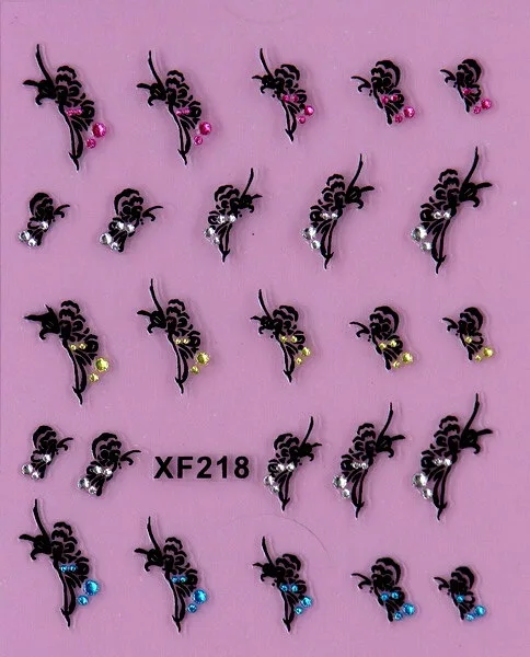 Черный 3D дизайн с бантом переводные наклейки для ногтей переводные наклейки для леди и женщин инструменты для маникюра наклейки для ногтей XF296