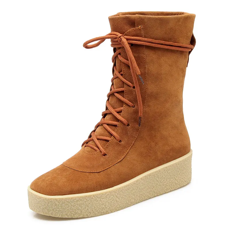 

vogue retro trifle with women shoes lace-up plush winter boots simple fashion leisure waterproof mid-calf snow boots dxj1481