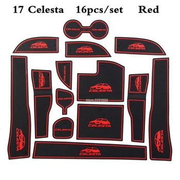 

Gate slot pad Interior Door Pad Cup mat For Hyundai Celesta 2017 Non-slip mats red/blue/white mats Car Styling Accessories